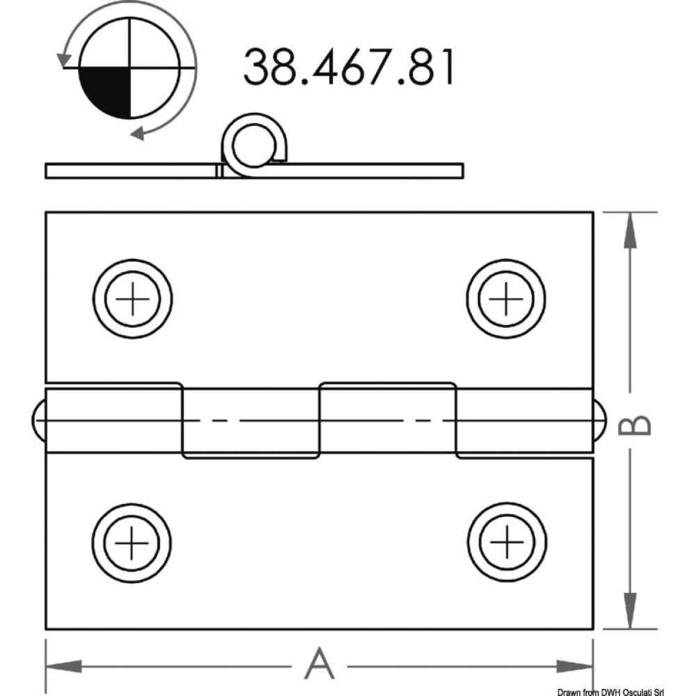 Hinge mirror polished SS 38x51 mm