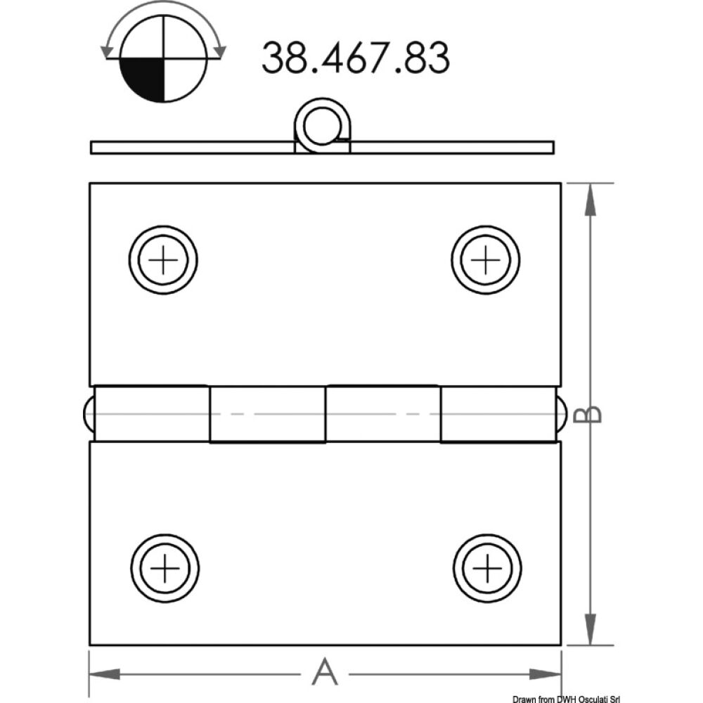 Hinge mirror polished SS 51x51 mm