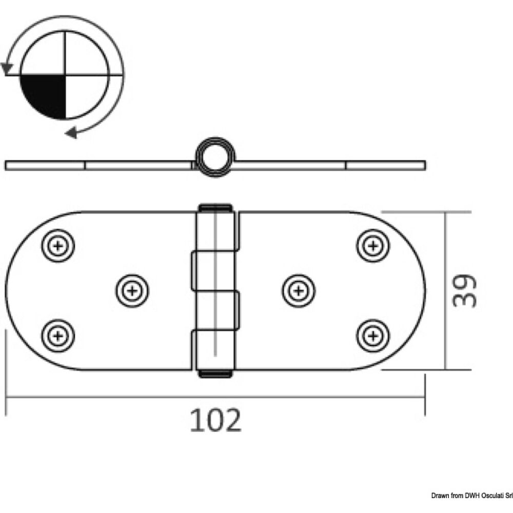 Cerniera inox 103x38 mm sporgente